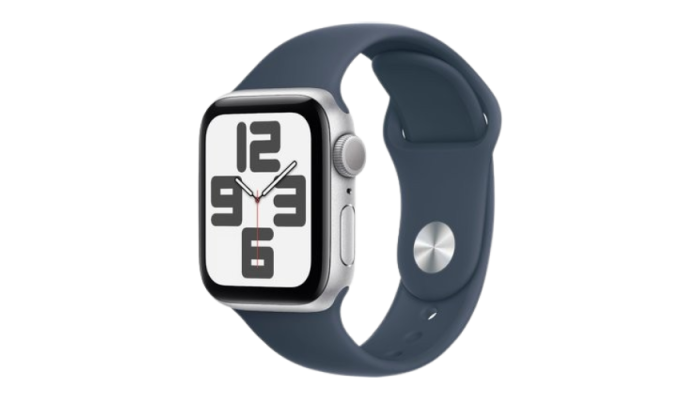 Apple Watch SE 2 2024 GPS 40mm Silver Aluminum Case with Denim Sport Band - M/L (MXED3)