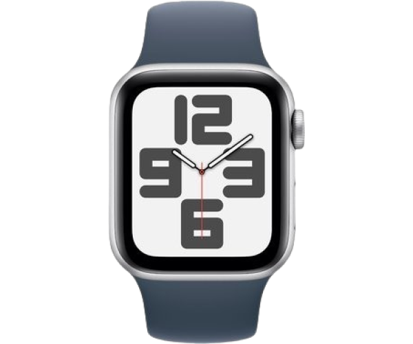 Apple Watch SE 2 2024 GPS 44mm Silver Aluminum Case with Denim Sport Band - S/M (MXEQ3)