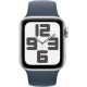 Apple Watch SE 2 2024 GPS 44mm Silver Aluminum Case with Denim Sport Band - S/M (MXEQ3)