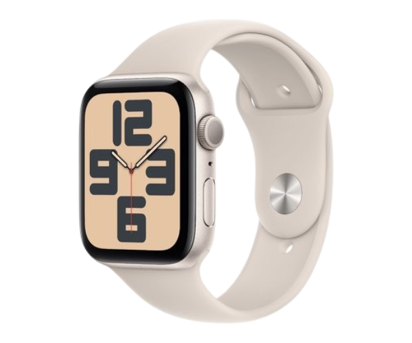 Apple Watch SE 2 2024 GPS 44mm Starlight Aluminum Case with Starlight Sport Band - M/L (MXEV3)