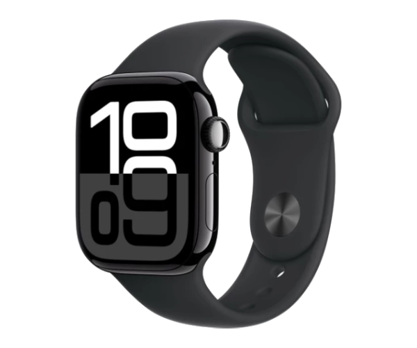 Apple Watch Series 10 GPS 42mm Jet Black Aluminium Case with Black Sport Band - S/M (MWWE3)