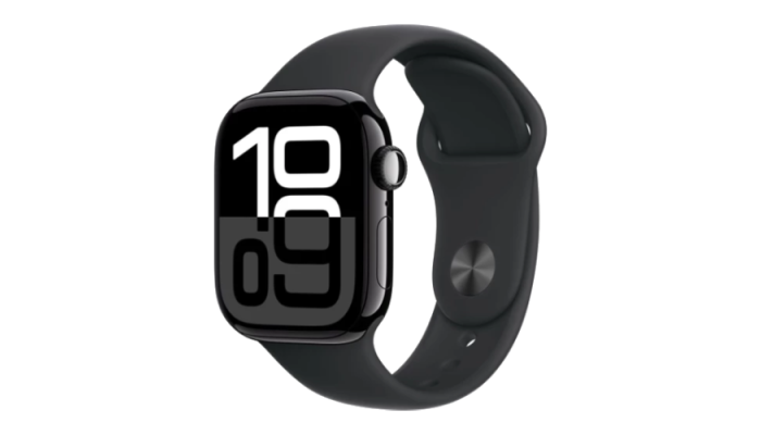 Apple Watch Series 10 GPS 42mm Jet Black Aluminium Case with Black Sport Band - S/M (MWWE3)