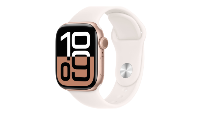 Apple Watch Series 10 GPS 42mm Rose Gold Aluminium Case with Light Blush Sport Band - S/M (MWWH3)