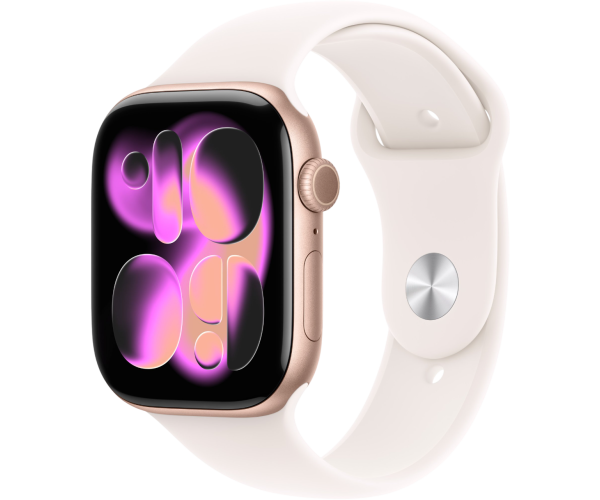 Apple Watch Series 11 GPS 46mm Rose Gold Aluminium Case with Light Blush Sport Band - S/M (MEV64)