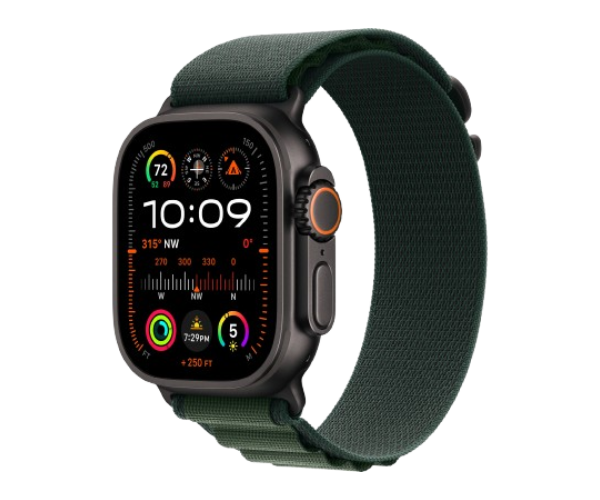 Apple Watch Ultra 2 2024 49mm Black Titanium Case with Dark Green Alpine Loop - Large (MX4T3)