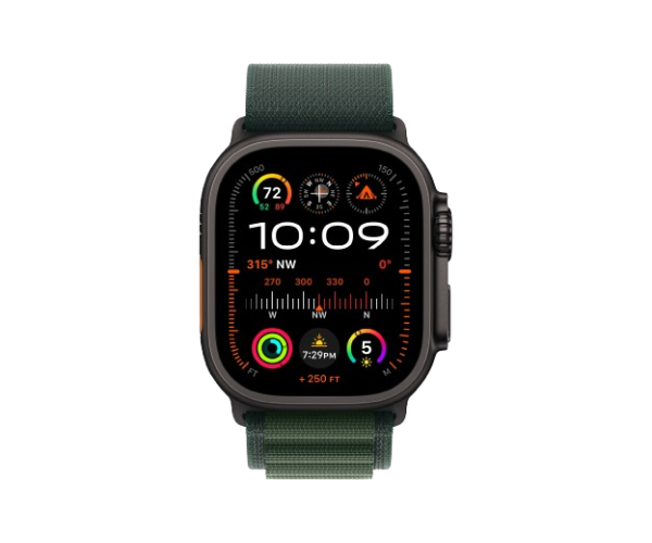 Apple Watch Ultra 2 2024 49mm Black Titanium Case with Dark Green Alpine Loop - Large (MX4T3)