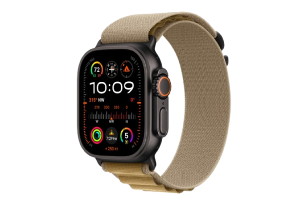 Apple Watch Ultra 2 2024 49mm Black Titanium Case with Tan Alpine Loop - Large (MX4T3)