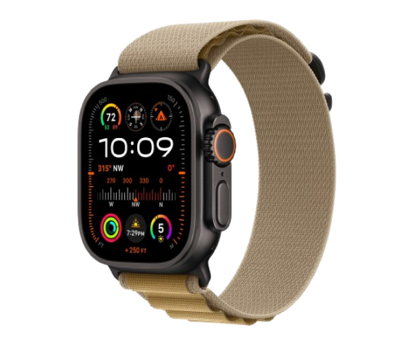 Apple Watch Ultra 2 2024 49mm Black Titanium Case with Tan Alpine Loop - Large (MX4T3)