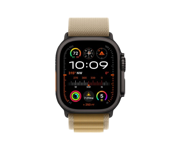 Apple Watch Ultra 2 2024 49mm Black Titanium Case with Tan Alpine Loop - Large (MX4T3)
