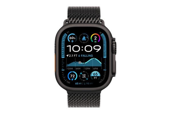 Apple Watch Ultra 2 2024 49mm Black Titanium Case with Black Titanium Milanese Loop - Large (MX5V3)