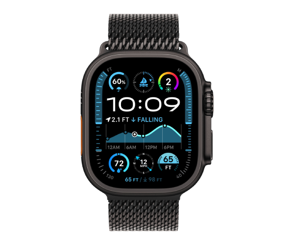 Apple Watch Ultra 2 2024 49mm Black Titanium Case with Black Titanium Milanese Loop - Large (MX5V3)