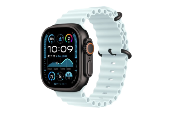 Apple Watch Ultra 2 2024 49mm Black Titanium Case with Ice Blue Ocean Band (MYP83)