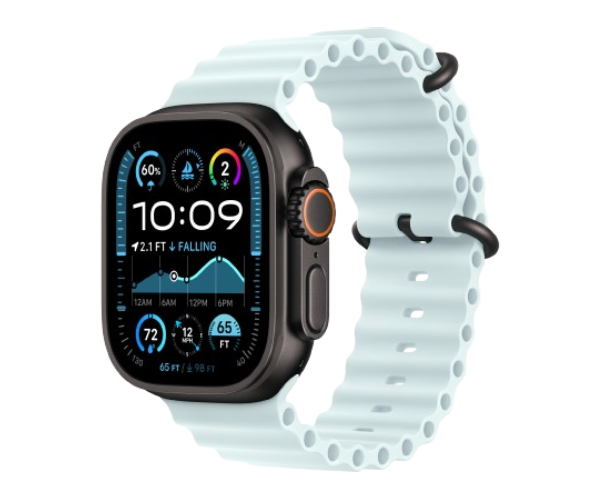 Apple Watch Ultra 2 2024 49mm Black Titanium Case with Ice Blue Ocean Band (MYP83)