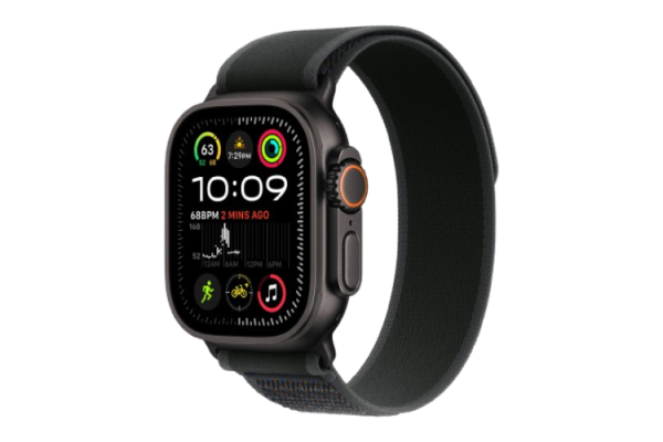 Apple Watch Ultra 2 2024 49mm Black Titanium Case with Black Trail Loop - S/M (MX4U3)