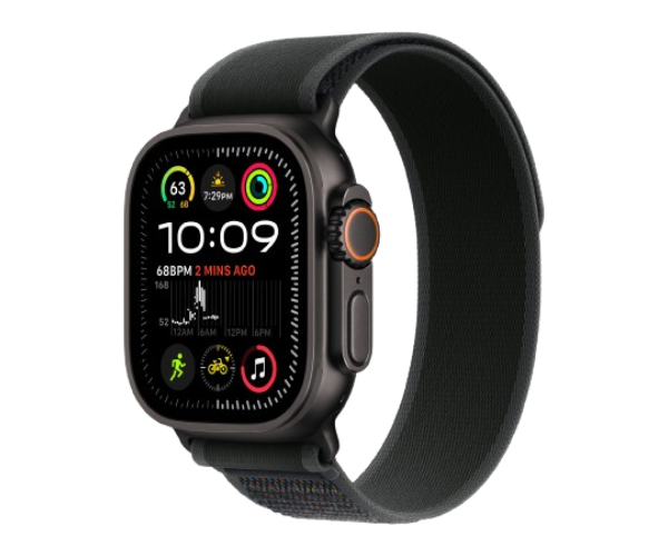 Apple Watch Ultra 2 2024 49mm Black Titanium Case with Black Trail Loop - M/L (MX4V3)