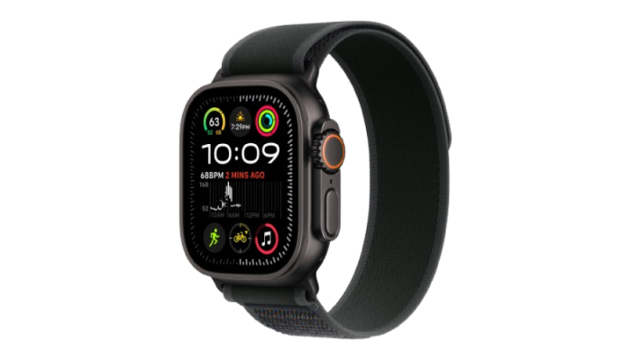 Apple Watch Ultra 2 2024 49mm Black Titanium Case with Black Trail Loop - M/L (MX4V3)