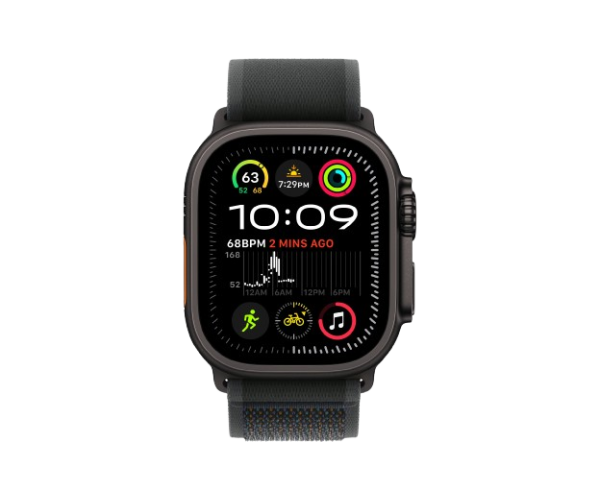 Apple Watch Ultra 2 2024 49mm Black Titanium Case with Black Trail Loop - M/L (MX4V3)