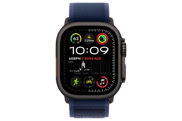 Apple Watch Ultra 2 2024 49mm Black Titanium Case with Blue Trail Loop - M/L (MYQ83)