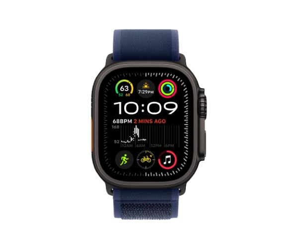 Apple Watch Ultra 2 2024 49mm Black Titanium Case with Blue Trail Loop - M/L (MYQ83)