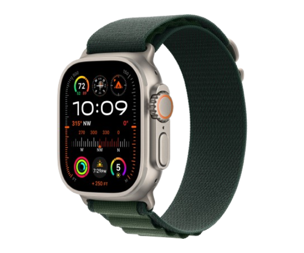 Apple Watch Ultra 2 2024 49mm Natural Titanium Case with Dark Green Alpine Loop - Medium (MX4F3)