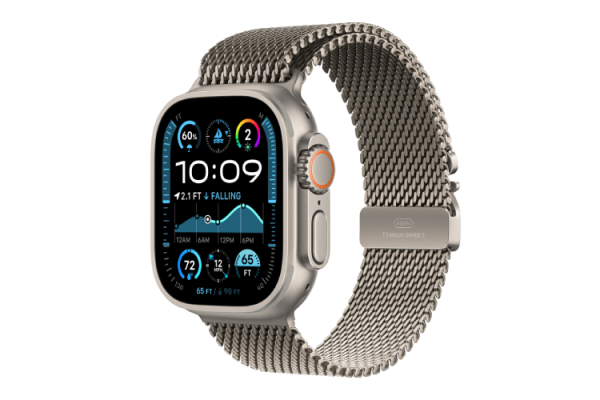 Apple Watch Ultra 2 2024 49mm Natural Titanium Case with Natural Titanium Milanese Loop - Small (MX4M3)
