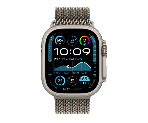 Apple Watch Ultra 2 2024 49mm Natural Titanium Case with Natural Titanium Milanese Loop - Medium (MX5R3)