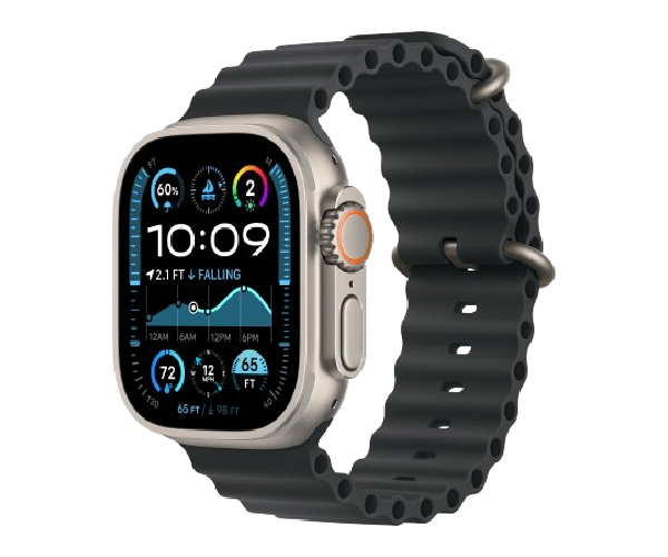 Apple Watch Ultra 2 2024 49mm Natural Titanium Case with Black Ocean Band (MXTL3)