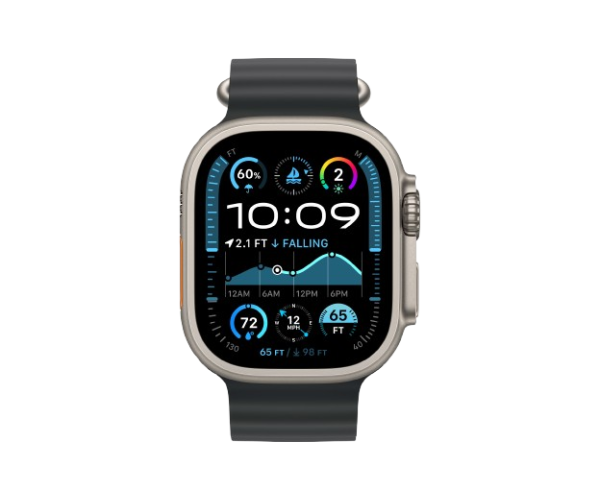 Apple Watch Ultra 2 2024 49mm Natural Titanium Case with Black Ocean Band (MXTL3)