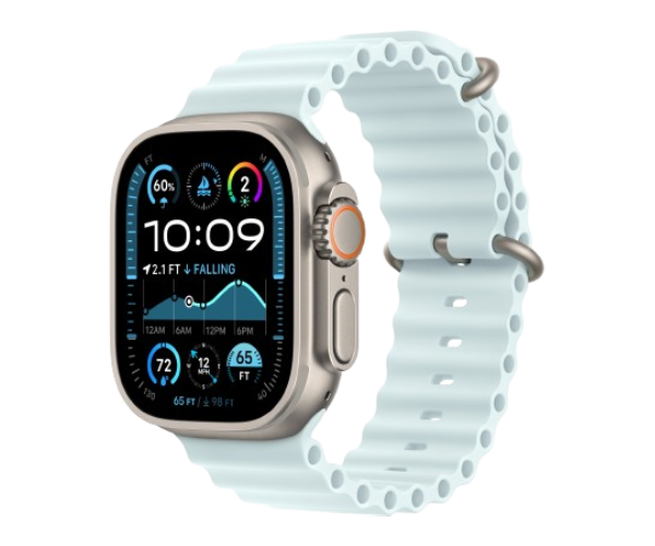 Apple Watch Ultra 2 2024 49mm Natural Titanium Case with Ice Blue Ocean Band (MXTF3)