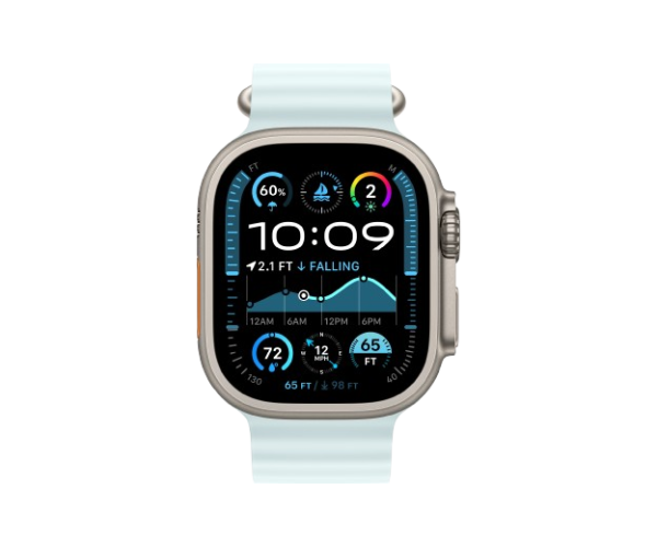Apple Watch Ultra 2 2024 49mm Natural Titanium Case with Ice Blue Ocean Band (MXTF3)