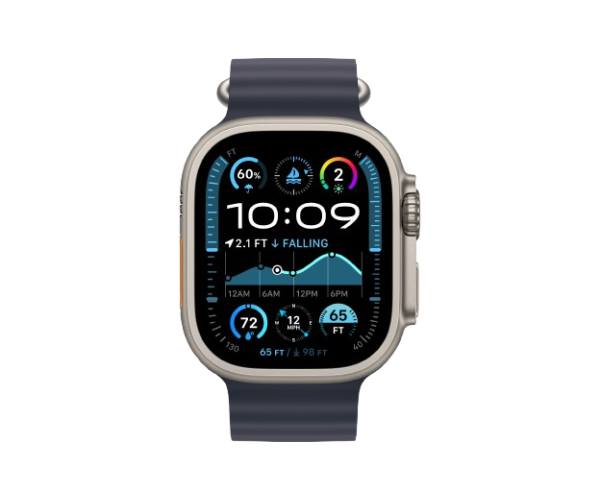 Apple Watch Ultra 2 2024 49mm Natural Titanium Case with Navy Ocean Band (MX4D3)