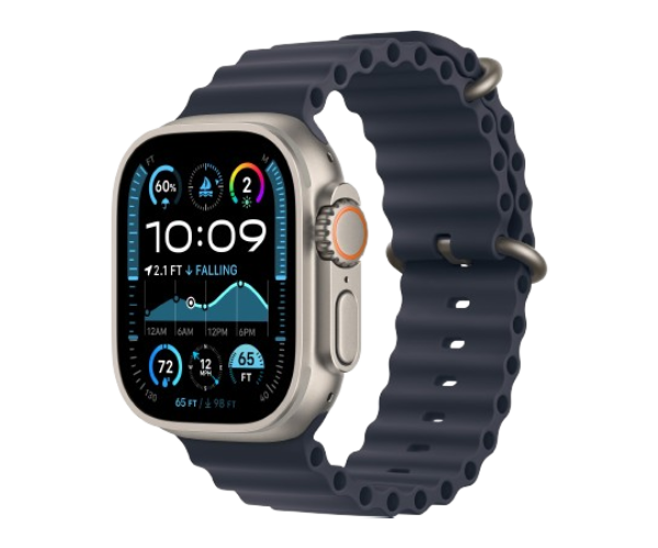 Apple Watch Ultra 2 2024 49mm Natural Titanium Case with Navy Ocean Band (MX4D3)
