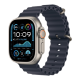 Apple Watch Ultra 2 2024 49mm Natural Titanium Case with Navy Ocean Band (MX4D3)