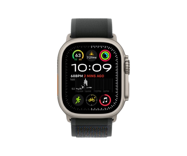 Apple Watch Ultra 2 2024 49mm Natural Titanium Case with Black Trail Loop - M/L (MXTR3)