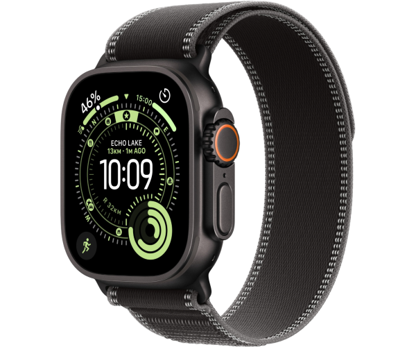 Apple Watch Ultra 3 GPS + Cellular 49mm Black Titanium Case with Black/Charcoal Trail Loop - M/L (MF1H4)