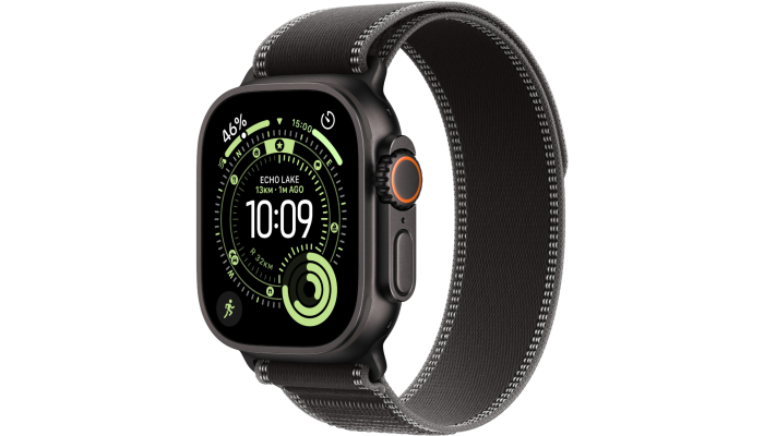 Apple Watch Ultra 3 GPS + Cellular 49mm Black Titanium Case with Black/Charcoal Trail Loop - M/L (MF1H4)