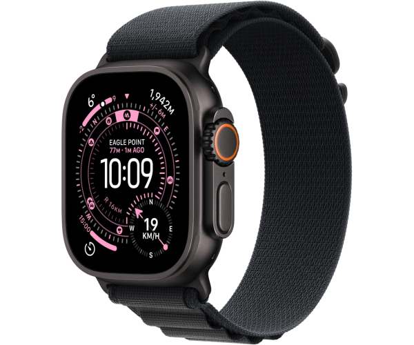 Apple Watch Ultra 3 GPS + Cellular 49mm Black Titanium Case with Black Alpine Loop - Medium (MF0V4)