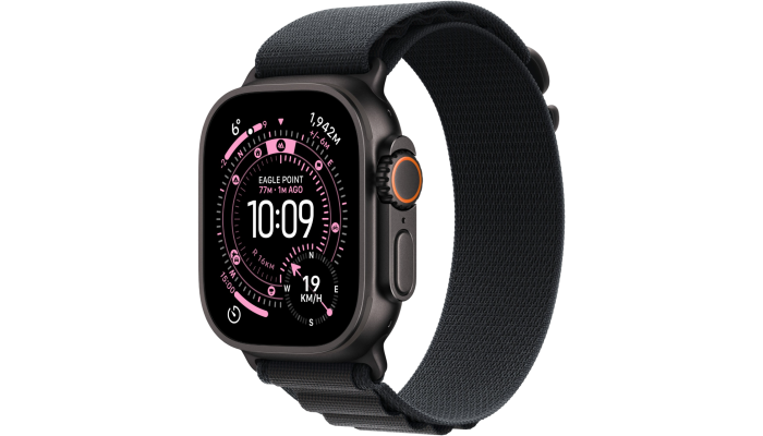 Apple Watch Ultra 3 GPS + Cellular 49mm Black Titanium Case with Black Alpine Loop - Large (MF0X4)