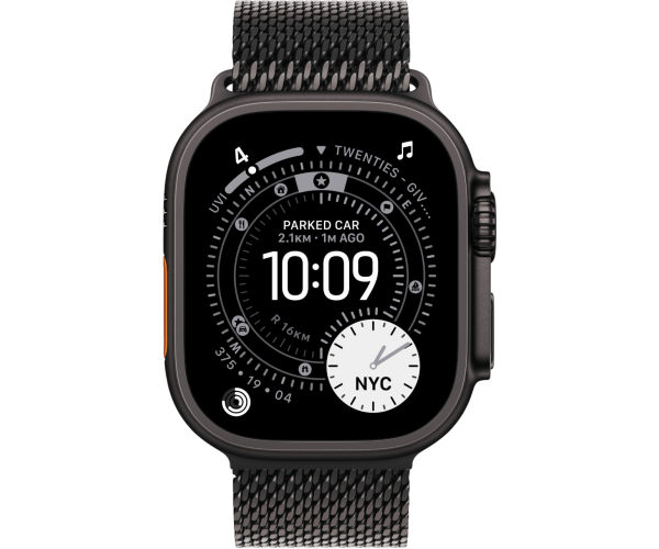 Apple Watch Ultra 3 GPS + Cellular 49mm Black Titanium Case with Black Titanium Milanese Loop - Large (MF1T4)