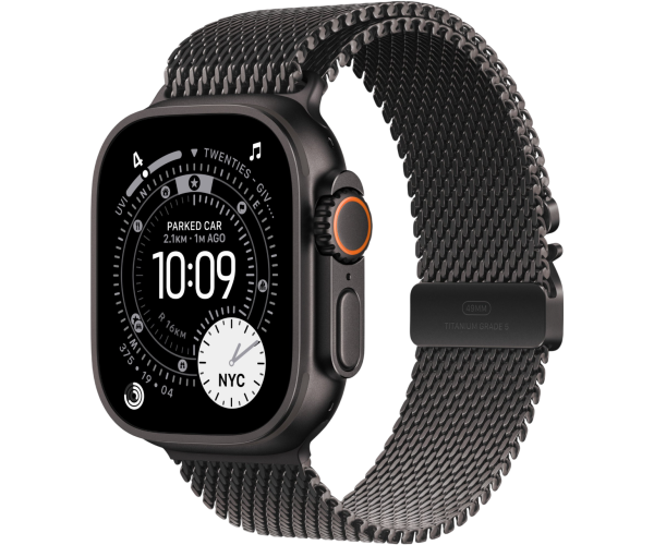 Apple Watch Ultra 3 GPS + Cellular 49mm Black Titanium Case with Black Titanium Milanese Loop - Large (MF1T4)