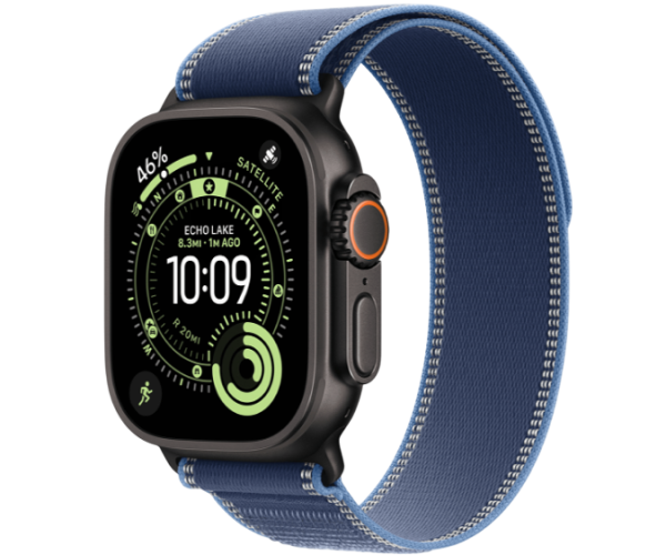 Apple Watch Ultra 3 GPS + Cellular 49mm Black Titanium Case with Blue/Bright Blue Trail Loop - M/L (MG9R4)