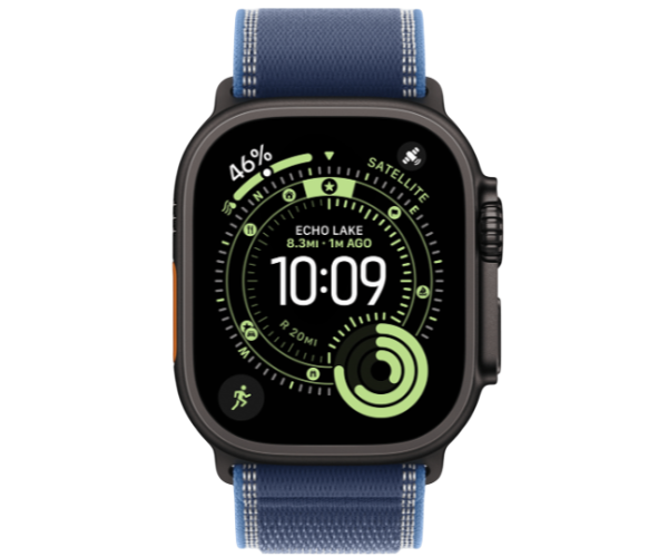 Apple Watch Ultra 3 GPS + Cellular 49mm Black Titanium Case with Blue/Bright Blue Trail Loop - M/L (MG9R4)