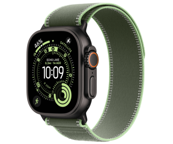 Apple Watch Ultra 3 GPS + Cellular 49mm Black Titanium Case with Green/Neon Trail Loop - M/L (MG9P4)