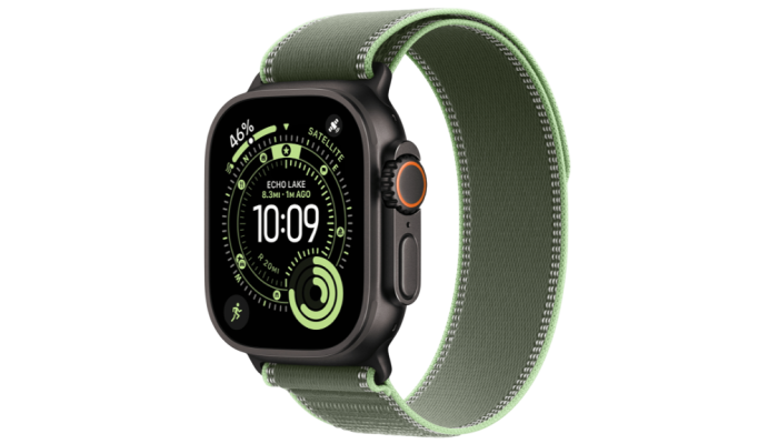 Apple Watch Ultra 3 GPS + Cellular 49mm Black Titanium Case with Green/Neon Trail Loop - M/L (MG9P4)