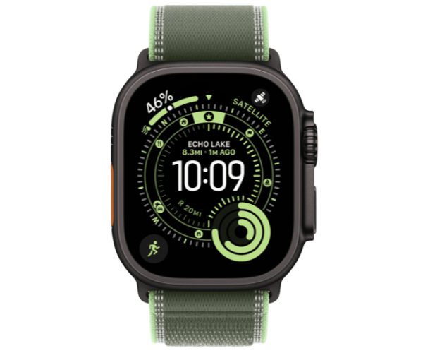 Apple Watch Ultra 3 GPS + Cellular 49mm Black Titanium Case with Green/Neon Trail Loop - M/L (MG9P4)