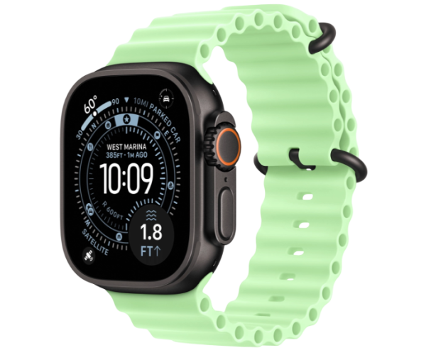 Apple Watch Ultra 3 GPS + Cellular 49mm Black Titanium Case with Neon Green Ocean Band (MGCL4)