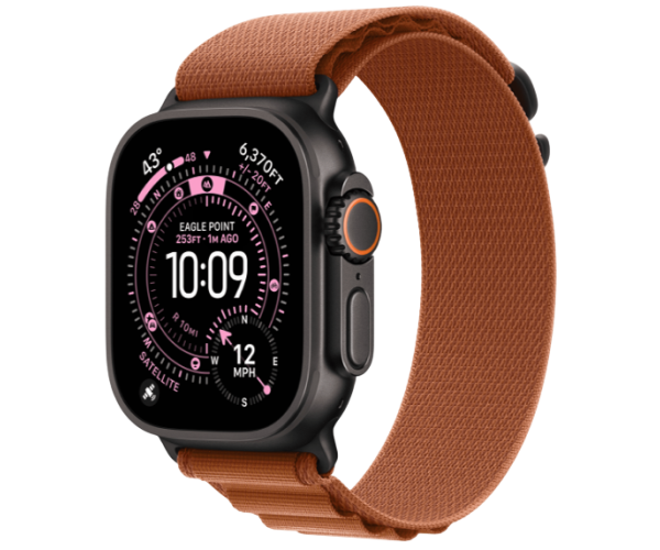 Apple Watch Ultra 3 GPS + Cellular 49mm Black Titanium Case with Terra Cotta Alpine Loop - Large (MG9F4)