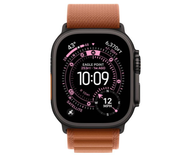 Apple Watch Ultra 3 GPS + Cellular 49mm Black Titanium Case with Terra Cotta Alpine Loop - Large (MG9F4)