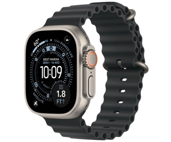 Apple Watch Ultra 3 GPS + Cellular 49mm Natural Titanium Case with Black Ocean Band (MXTL3)