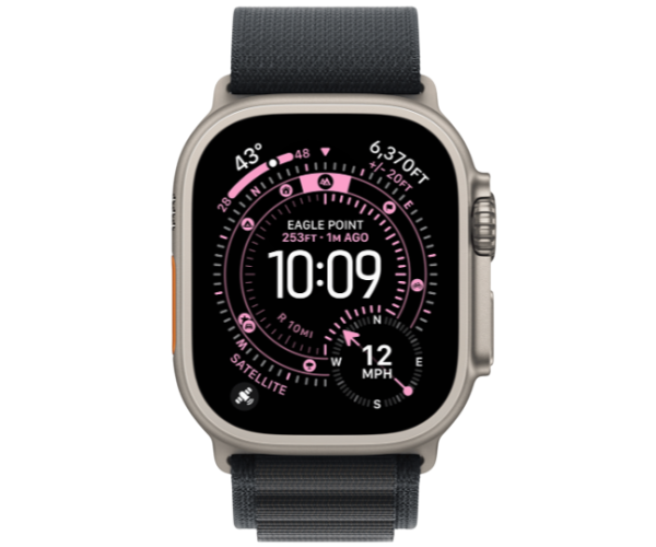 Apple Watch Ultra 3 GPS + Cellular 49mm Natural Titanium Case with Black Alpine Loop - Large (MFTG4)